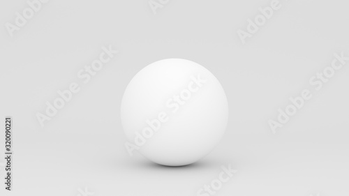 One white sphere on a with a white background as 3D rendering