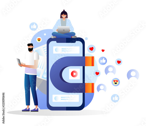 SMM. Social media concept with characters