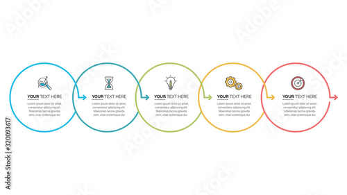 Business Infographic template. Thin line design with numbers 2, 3, 4, 5, 6  options or steps.