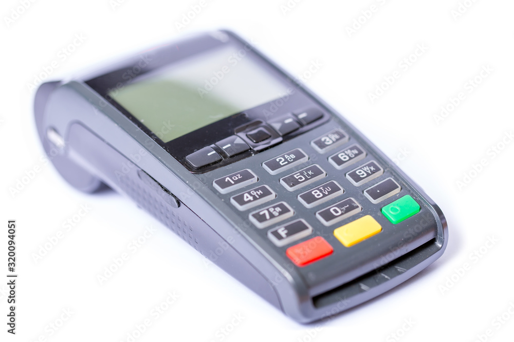 Payment terminals on a white background Payment terminals on a white background