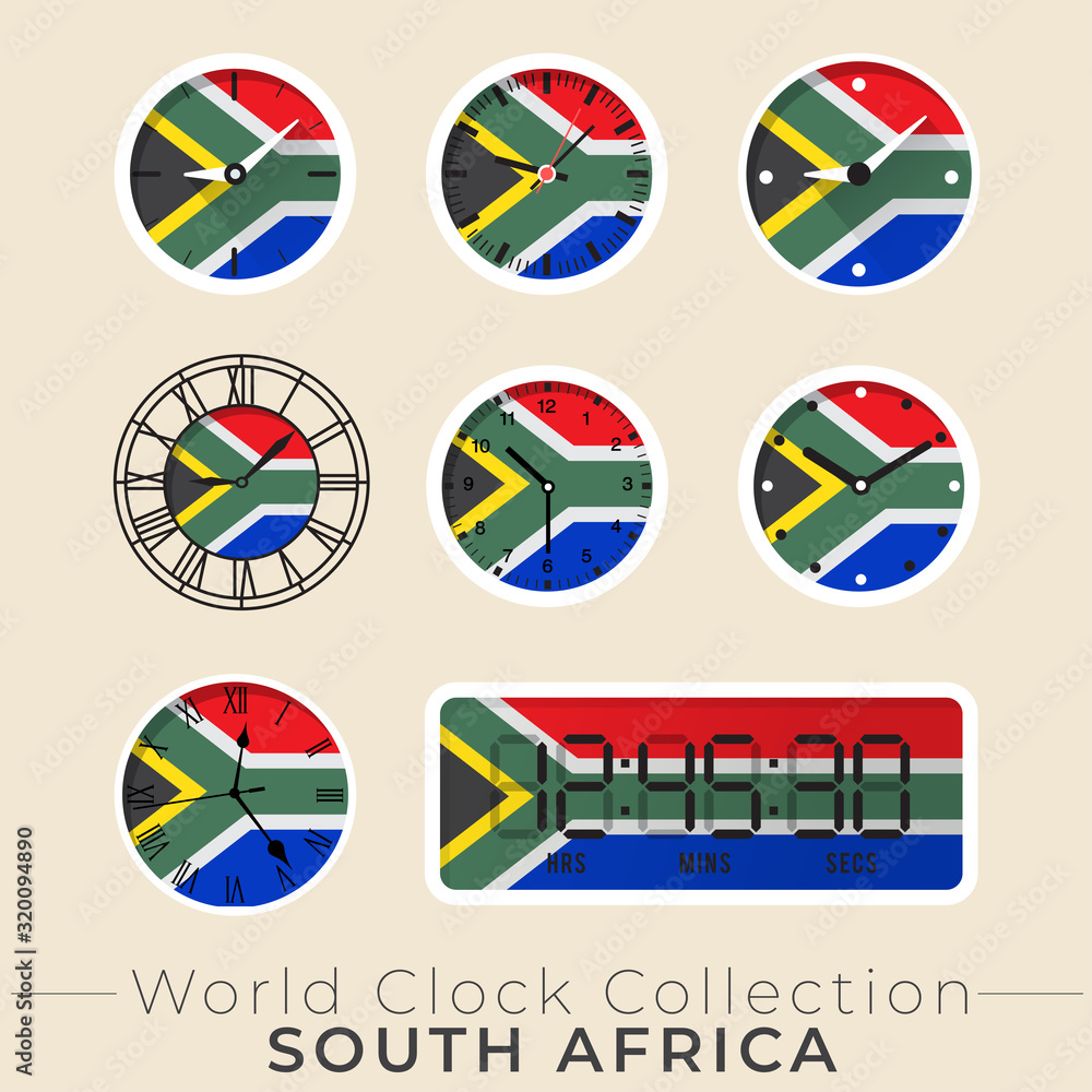 Set of national flag clock : Vector Illustration Set of national flag clock : Vector Illustration