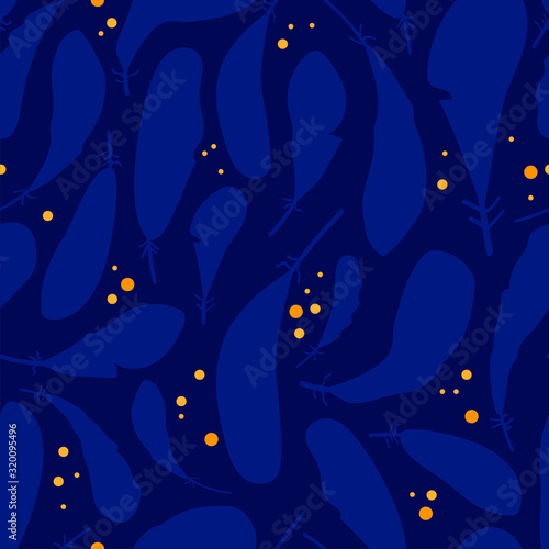 Feathers pattern with gold beads