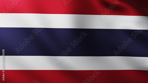 Large Flag of Thailand fullscreen background in the wind