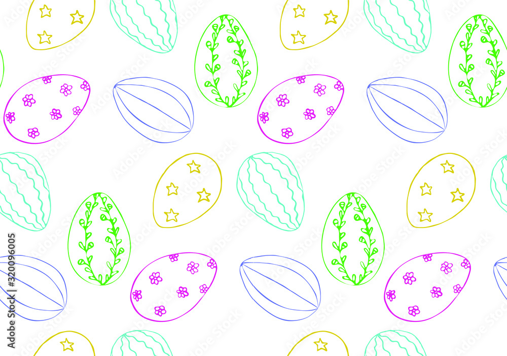 Seamless Easter eggs pattern with ornamental eggs. Happy Easter holiday. Design for invitations, prints, wrapping paper.