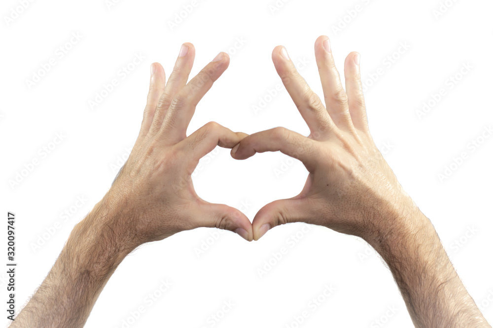 Hands in shape of heart isolated on white Hands in shape of heart isolated on white