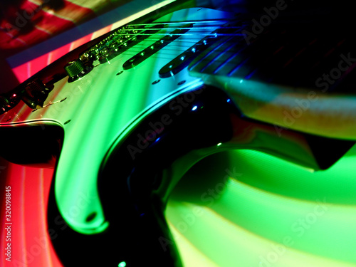 electric guitar in the stage color light