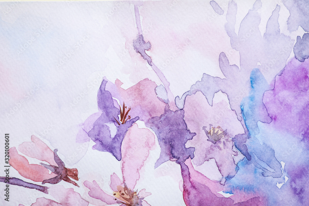 Fototapeta Piękna kwiecista akwarela. Malowane kwiaty. Doskonały motyw na obraz na płótnie