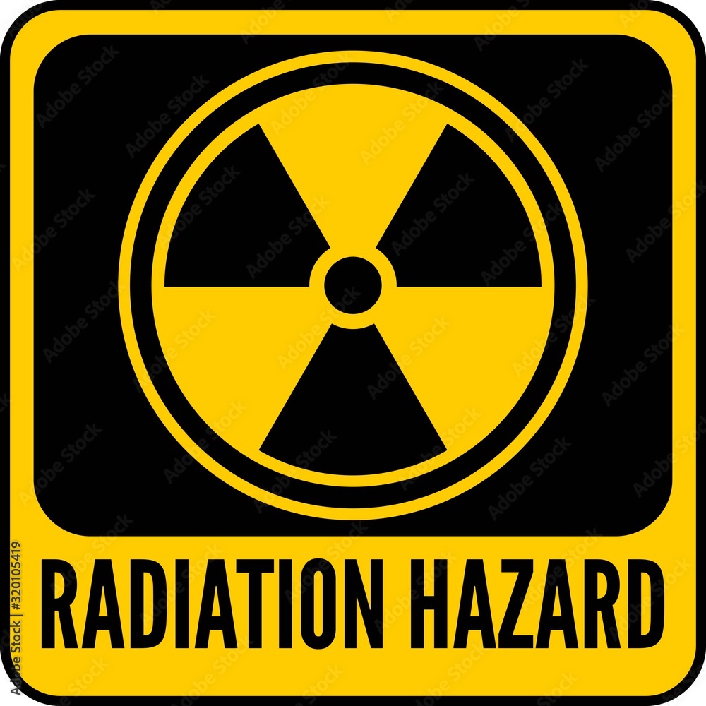 Radiation hazard black yellow square sign. Vector illustration. Radiation hazard black yellow square sign. Vector illustration.