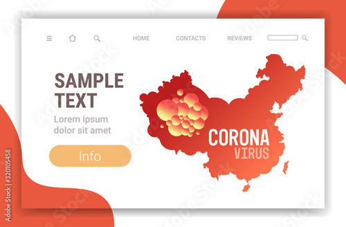 epidemic MERS-CoV bacteria floating influenza virus cells wuhan coronavirus 2019-nCoV pandemic medical health risk chinese map horizontal copy space vector illustration
