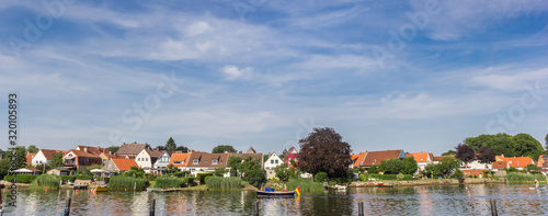 Panorama of historic Holm village at the Schlei river in Schleswig, Germany