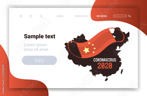 epidemic MERS-CoV bacteria icon floating influenza virus cell wuhan coronavirus 2019-nCoV pandemic medical health risk chinese map background horizontal copy space vector illustration