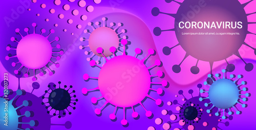 Coronavirus cell danger public health risk disease epidemic MERS-CoV flu spreading floating influenza virus cells quarantine wuhan nCoV bacteria horizontal copy space vector illustration