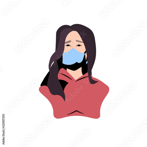 woman wearing mask to prevent epidemic MERS-CoV wuhan coronavirus 2019-nCoV pandemic medical health risk portrait vector illustration