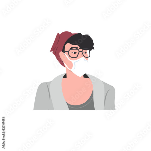 man wearing mask to prevent epidemic MERS-CoV wuhan coronavirus 2019-nCoV pandemic medical health risk portrait vector illustration