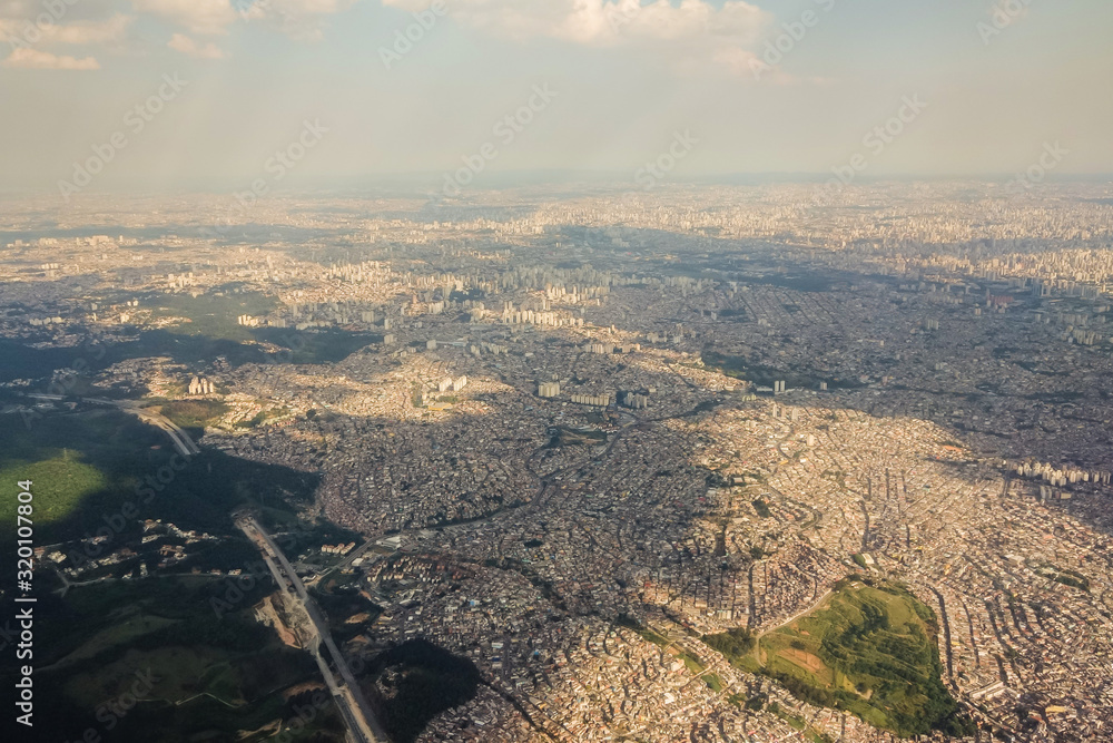 view from airplane window, of the city of Sao Paulo, in Brazil. view from airplane window, of the city of Sao Paulo, in Brazil.