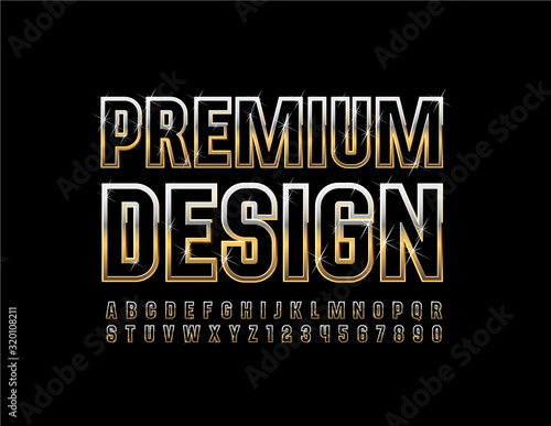 Vector Premium Design Golden Font. Luxury shiny Alphabet Letters and Numbers
