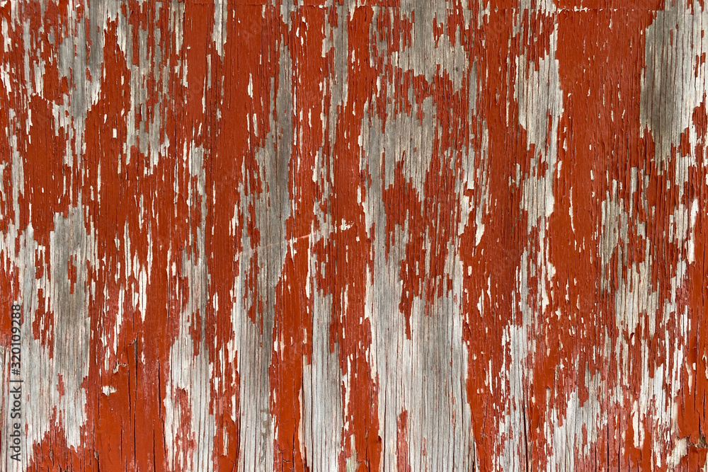 Obraz premium old red peeling painted wood wall