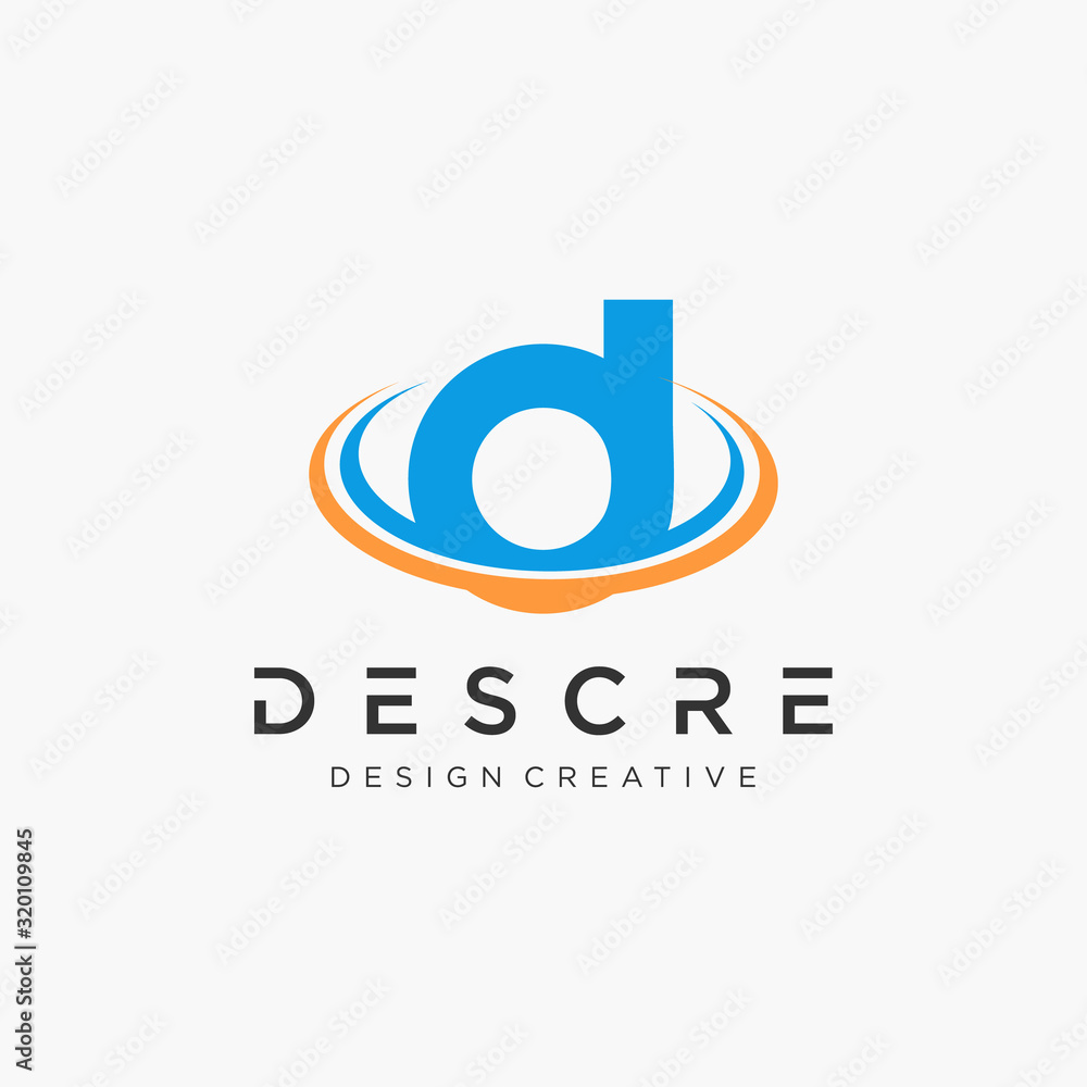 initial letter d with swoosh element . Vector Wave the planet concept. The logo can be used for business consulting and financial companies. -vector initial letter d with swoosh element . Vector Wave the planet concept. The logo can be used for business consulting and financial companies. -vector