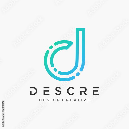 Initial D logo design with connection concept. logo the letter DD in the form of abstract line art. symbol for technology digital modern monogram and elegant. - VECTOR