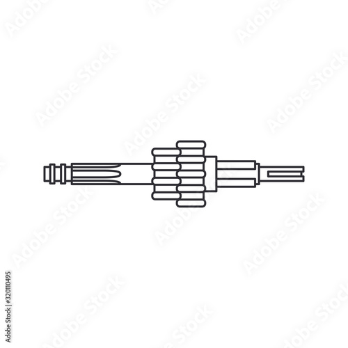 Line vector icon auto moto parts accessories drive gear. Repair service equipment. Engine elements shop catalog. Vintage vehicle symbol. Motorcycle mechanic. Transportation. Graphic element background