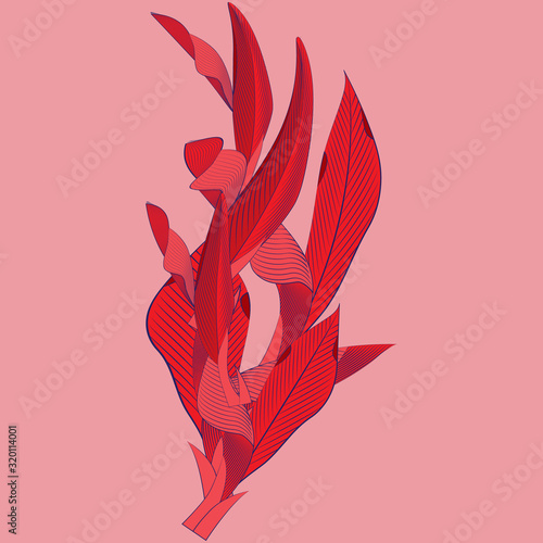 A pattern of spectacular exotic leaves. Tropical leaves. Banner and postcards, Printing on fabric and other surfaces. Vector illustration