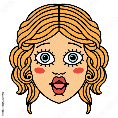 traditional tattoo of female face