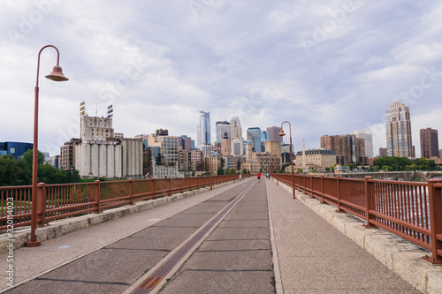 cityscape of Minneapolis and pedestrian bridge 2