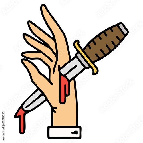 traditional tattoo of a dagger in the hand