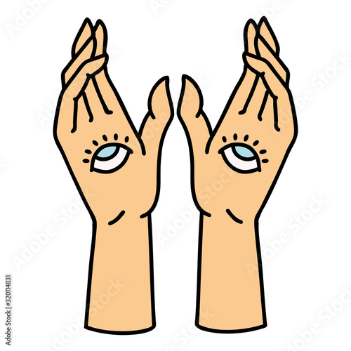 traditional tattoo of mystic hands