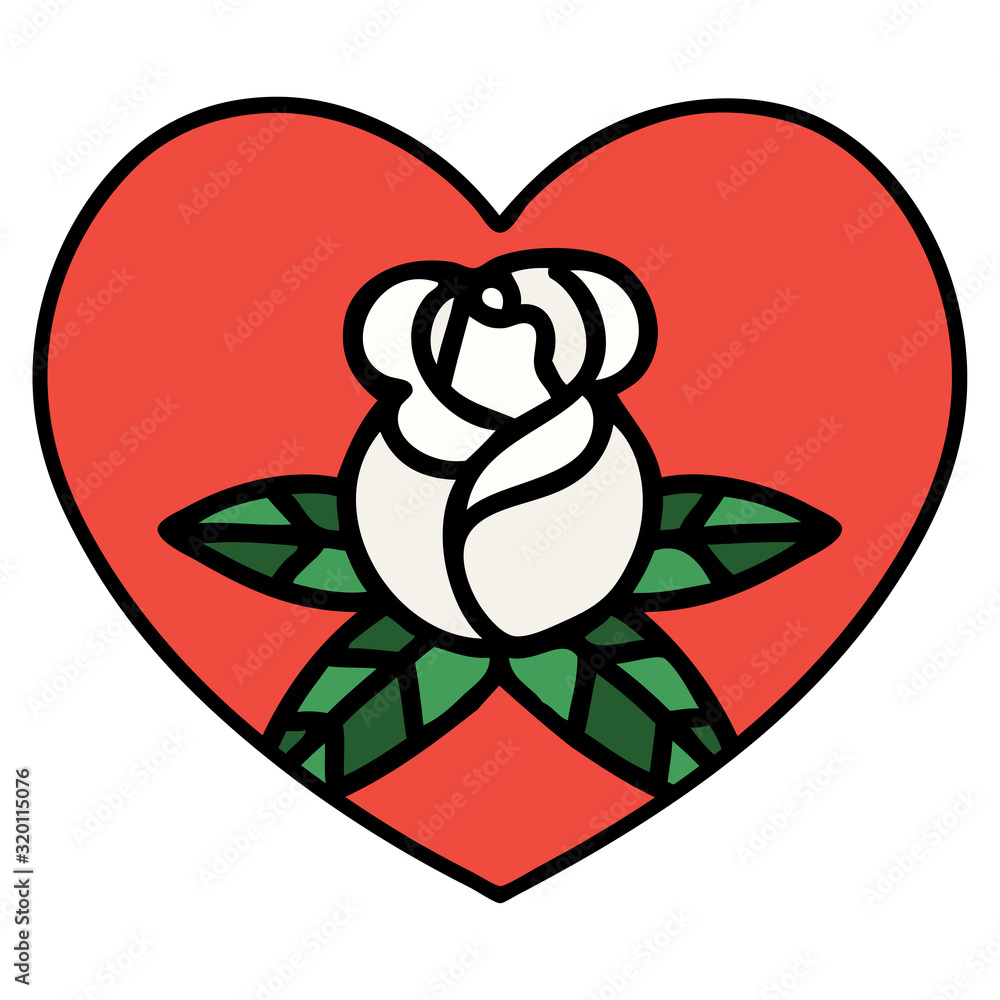 traditional tattoo of a heart and flowers traditional tattoo of a heart and flowers
