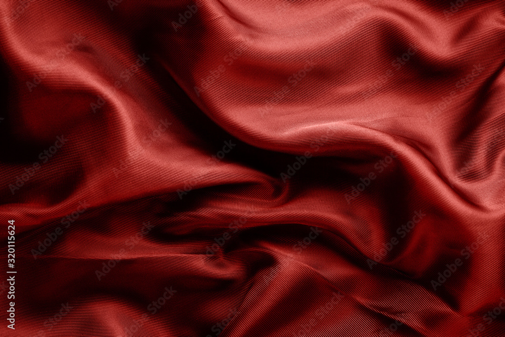 dark red fabric with large folds, textile background dark red fabric with large folds, textile background