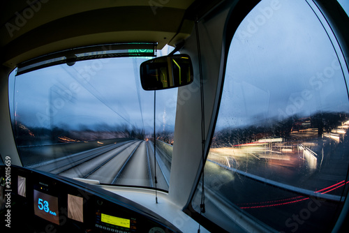 train in city night