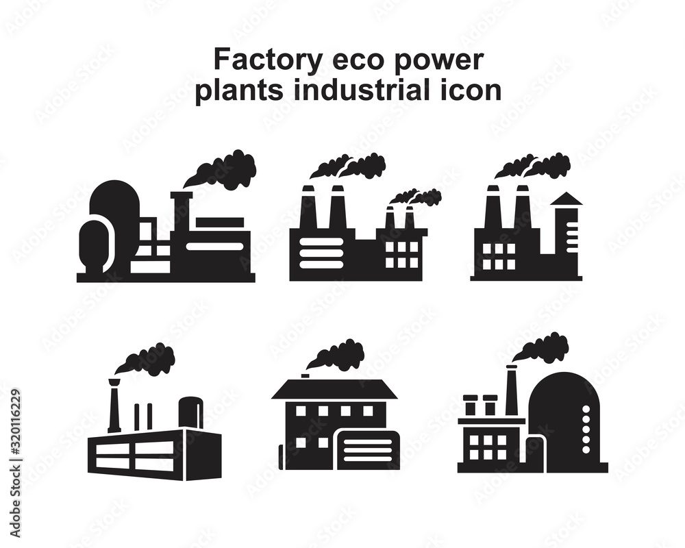 Factory eco power plants industrial icon template black color editable. Factory eco power plants industrial icon symbol Flat vector illustration for graphic and web design.