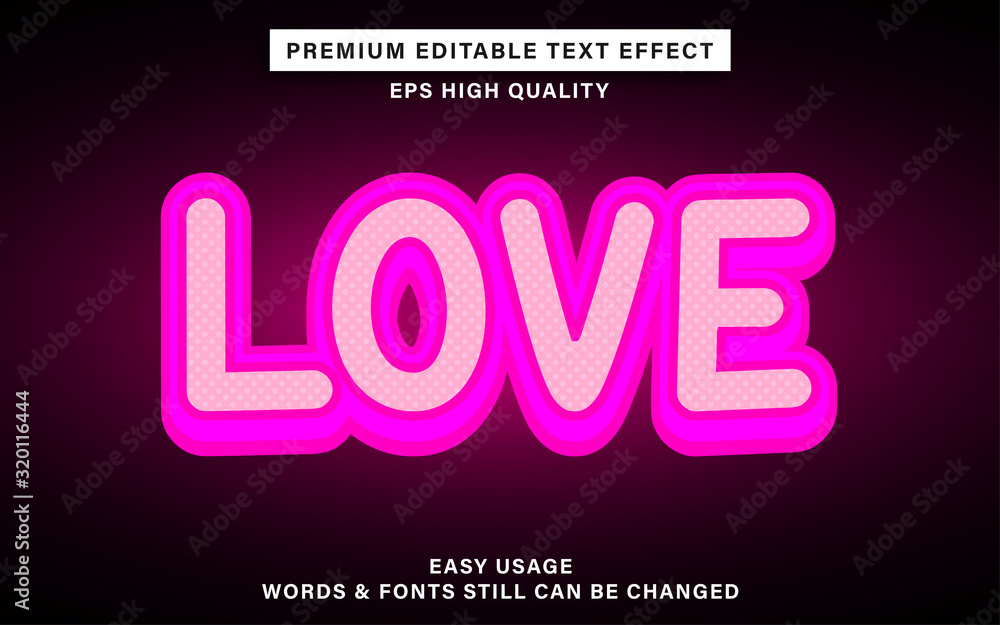 Cute love  editable text effect