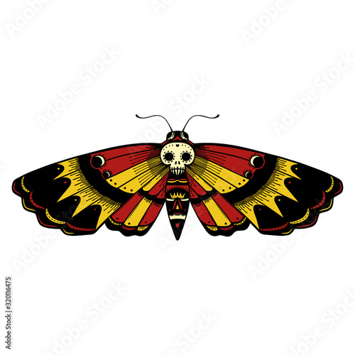 traditional tattoo of a deaths head moth