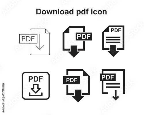 Download pdf icon template black color editable. Download Pdf icon symbol Flat vector sign isolated on white background. Simple logo vector illustration for graphic and web design.