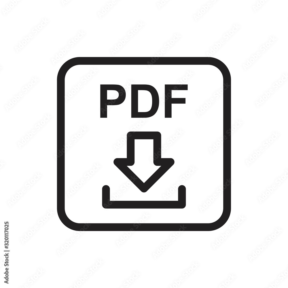 Download pdf icon template black color editable. Download Pdf icon symbol Flat vector sign isolated on white background. Simple logo vector illustration for graphic and web design. t