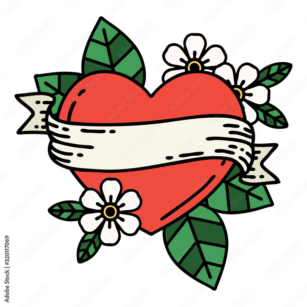 traditional tattoo of a heart and banner traditional tattoo of a heart and banner