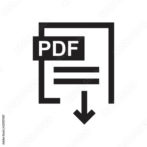 Download pdf icon template black color editable. Download Pdf icon symbol Flat vector sign isolated on white background. Simple logo vector illustration for graphic and web design.