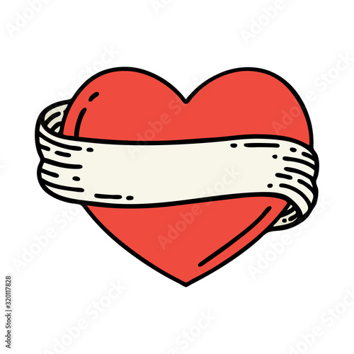 traditional tattoo of a heart and banner
