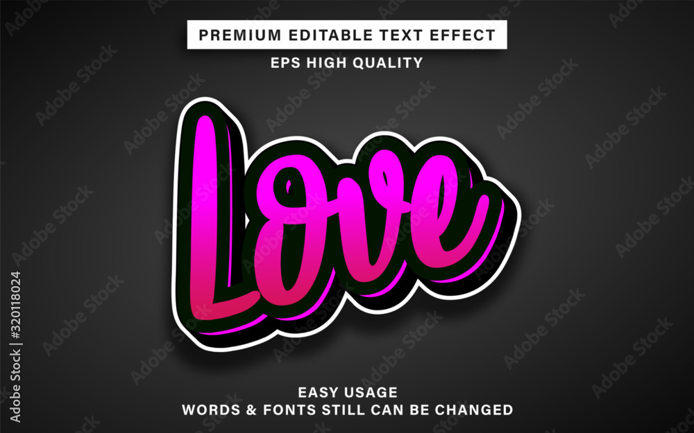 Cute love text effect