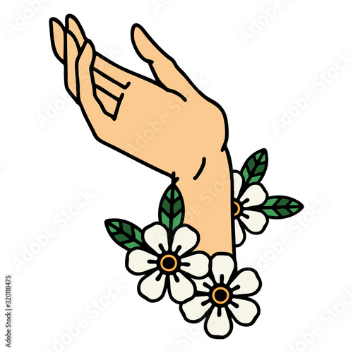 traditional tattoo of a hand