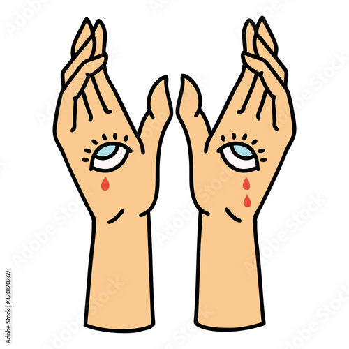 traditional tattoo of mystic hands