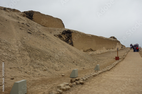 Tourists on the Pachacamac archaeological site photo