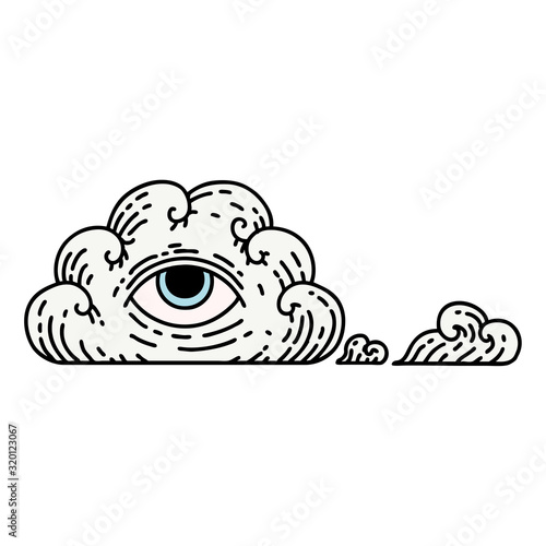 traditional tattoo of an all seeing eye cloud