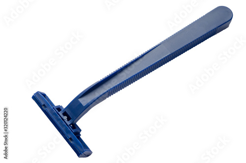 Disposable Blue Shaving Machine Angled Photo Isolate