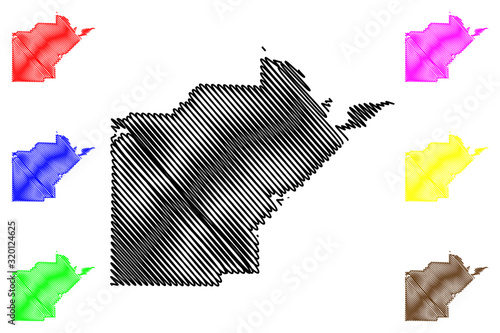 Yell County, Arkansas (U.S. county, United States of America,USA, U.S., US) map vector illustration, scribble sketch Yell map