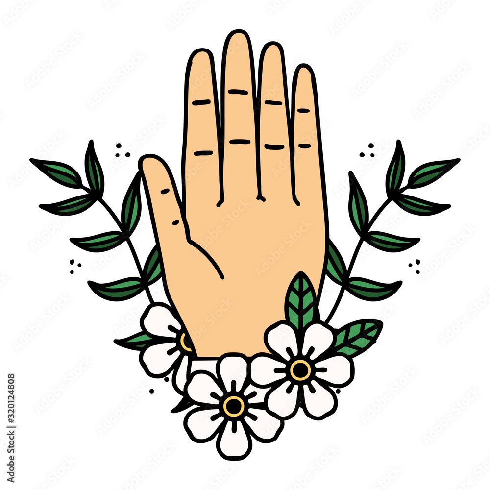 Obraz premium traditional tattoo of a hand and flower