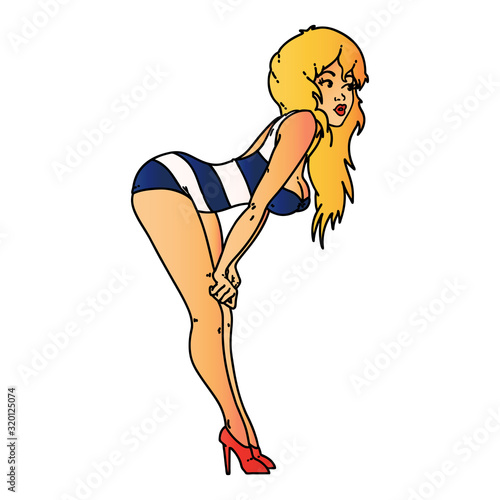 tattoo of a pinup girl in swimming costume