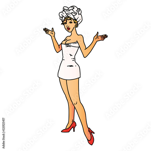 tattoo of a pinup girl in towels